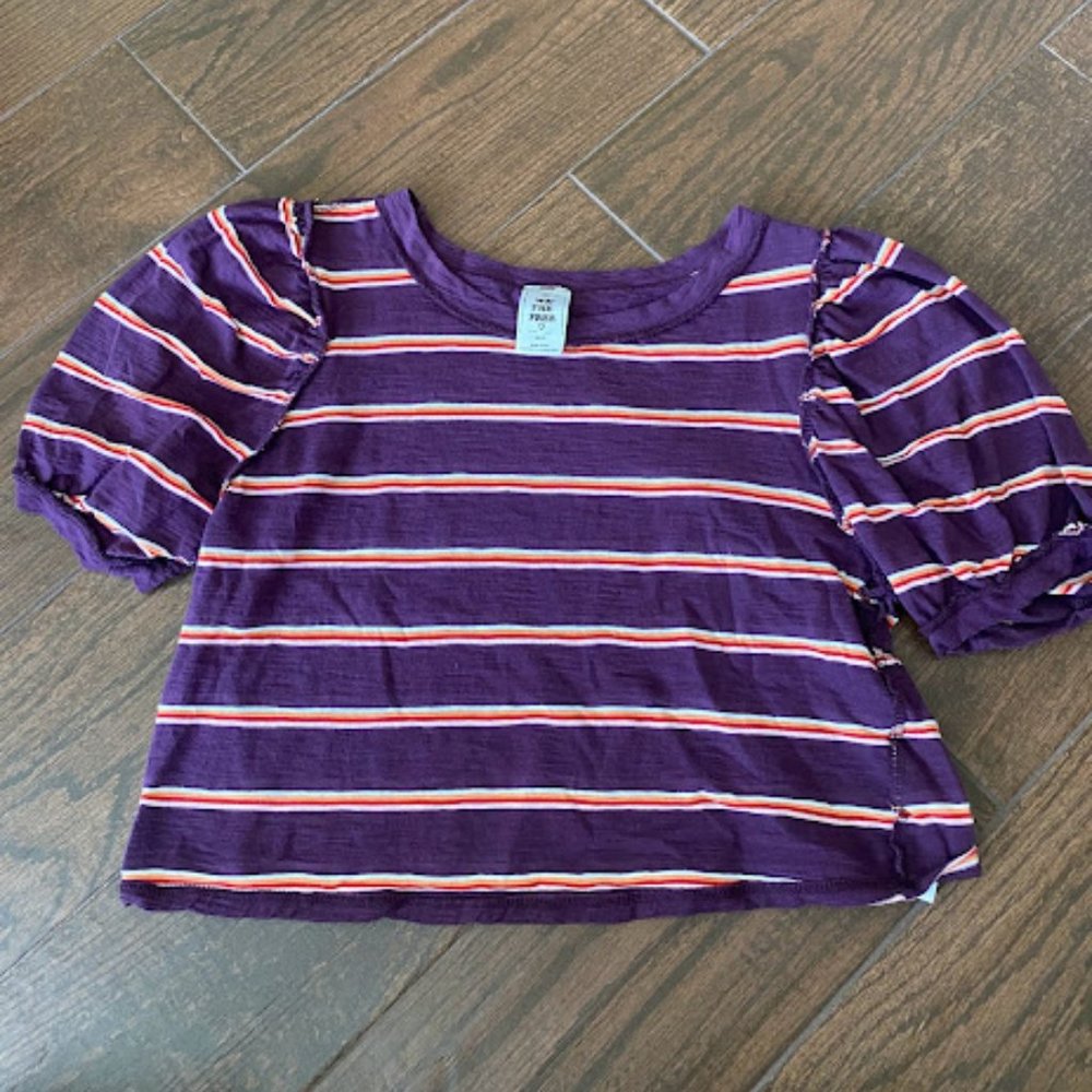 "We The Free" Free People Striped Crop Tee